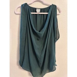 Haute Hippie Cowl Neck Sleeveless Blouse Elegant Party Top Green M
